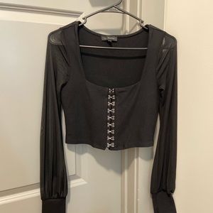 LA Hearts from Pacsun: Black Sheer Hook Top (Gives a Corset top look)